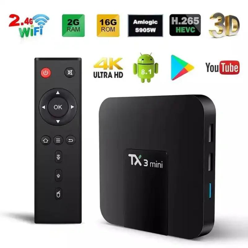 TX3mini ȵ̵ TV ڽ, S905W ȵ̵ 9 Ʈ TV ڽ, Amlogic 1GB, 2GB, 8GB, 16GB,  4K  TF ī, ̵ ÷̾  ڽ